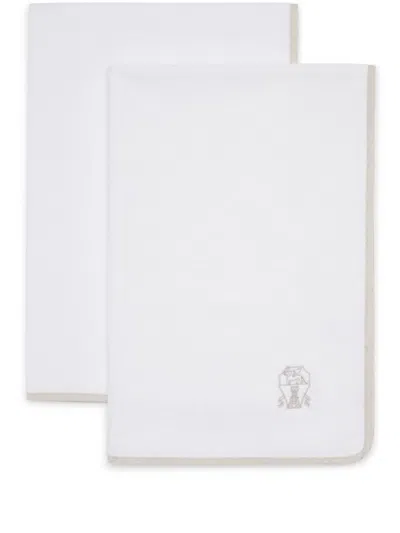 Brunello Cucinelli Logo-embroidered Towel (set Of Two) In White