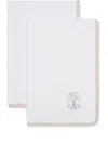 Brunello Cucinelli Set Of 2 Cotton Embroidered Towels (60cm X 40cm) In White