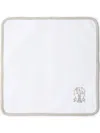 Brunello Cucinelli Set Of 2 Cotton Embroidered Towels (60cm X 40cm) In White