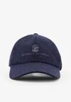 Brunello Cucinelli Grey-blue Wool Baseball Cap Men In Blue