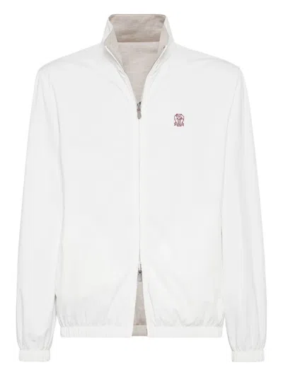 BRUNELLO CUCINELLI LOGO-EMBROIDERED ZIP-UP JACKET