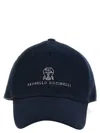 Brunello Cucinelli Men Logo Embroidery Baseball Cap In Blue