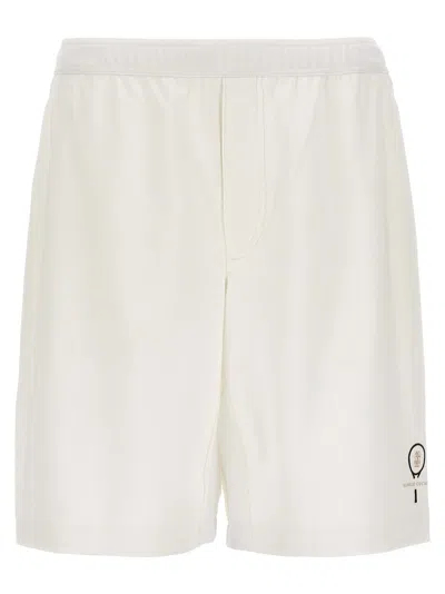 Brunello Cucinelli Logo Embroidery Bermuda Shorts In White