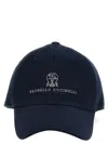 Brunello Cucinelli Men Logo Embroidery Baseball Cap In Blue