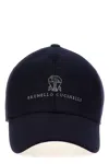 Brunello Cucinelli Logo-embroidered Flannel Cap In Blue