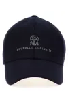 Brunello Cucinelli Logo-embroidered Flannel Cap In Blue