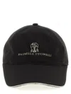 Brunello Cucinelli Logo Embroidery Cap Hats Black In Black
