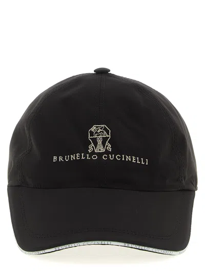 Brunello Cucinelli Logo Embroidery Cap Hats Black