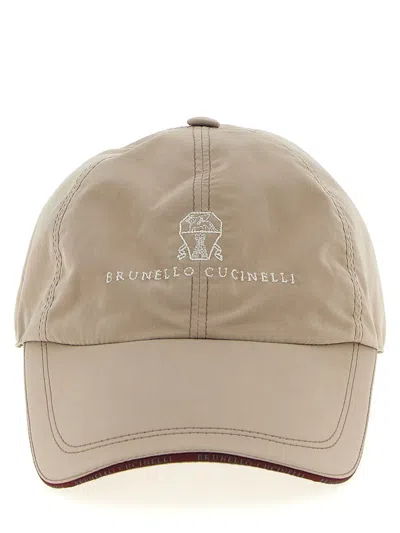 Brunello Cucinelli Logo Embroidery Cap In Sand