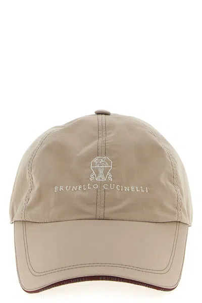 Brunello Cucinelli Logo Embroidery Cap In Sand