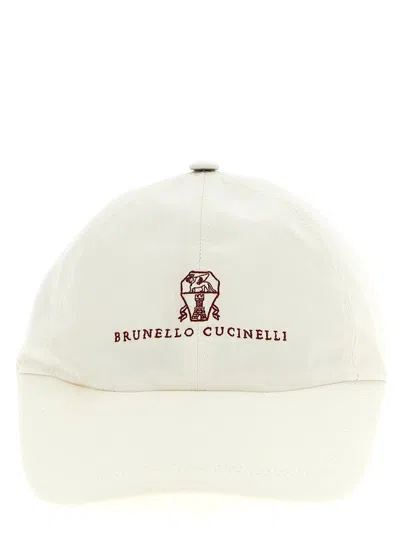 Brunello Cucinelli Logo Embroidery Cap In White