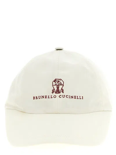 Brunello Cucinelli Logo Embroidery Cap In White