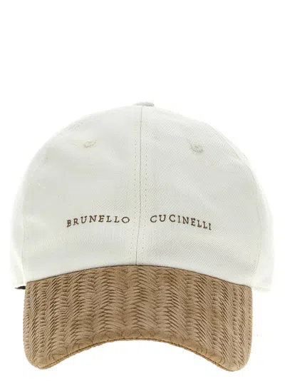 Brunello Cucinelli Logo Embroidery Cap In White