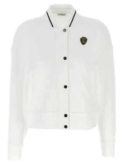 Brunello Cucinelli Logo Embroidery Cardigan In Multicolor
