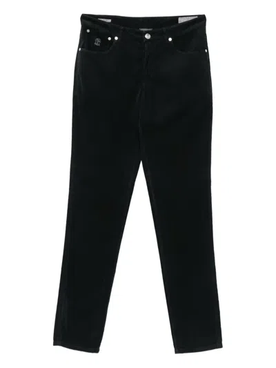 Brunello Cucinelli Straight-leg Black Trousers With Subtle Stitching