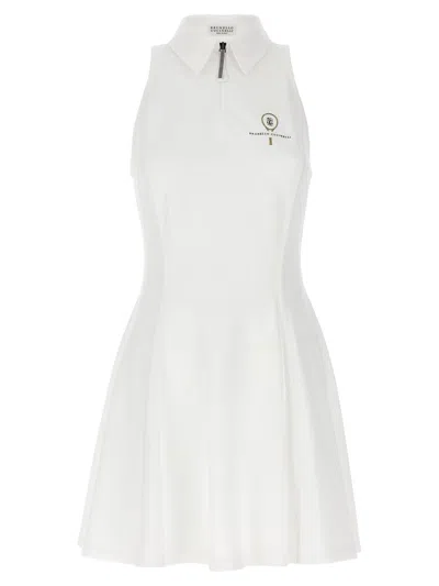 Brunello Cucinelli Logo Embroidery Dress In White