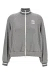 Brunello Cucinelli Logo Zipped Sweatshirt In Gray