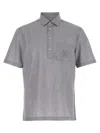 Brunello Cucinelli Men Virgin Wool Poplin Polo Shirt In Gray