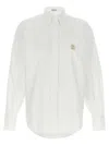 Brunello Cucinelli White Shirt With Classic Collar And Embroidered Logo On The Chest In Cotton Woman