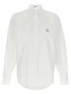 Brunello Cucinelli White Shirt With Classic Collar And Embroidered Logo On The Chest In Cotton Woman In White