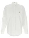 Brunello Cucinelli White Shirt With Classic Collar And Embroidered Logo On The Chest In Cotton Woman In White
