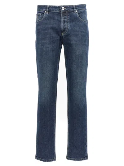 Brunello Cucinelli Logo Embroidery Stretch Jeans Blue