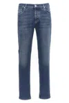 Brunello Cucinelli Men Logo Embroidery Stretch Jeans In Blue