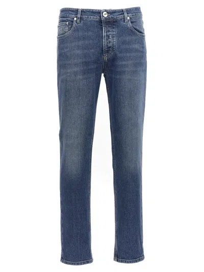Brunello Cucinelli Logo Embroidery Stretch Jeans In Blue