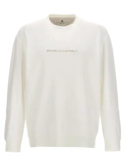 Brunello Cucinelli Logo Embroidery Sweatshirt In White