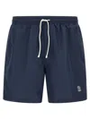 Brunello Cucinelli Straight-leg Mid-length Logo-embroidered Swim Shorts In Blue