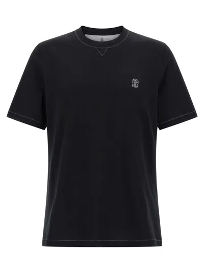 BRUNELLO CUCINELLI BRUNELLO CUCINELLI LOGO EMBROIDERY T-SHIRT