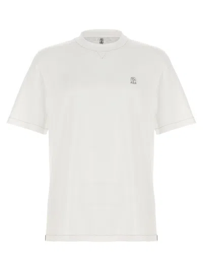 Brunello Cucinelli Men Logo Embroidery T-shirt In Neutral