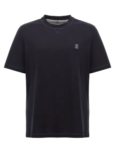 BRUNELLO CUCINELLI BRUNELLO CUCINELLI LOGO EMBROIDERY T-SHIRT