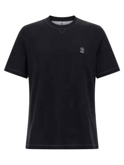BRUNELLO CUCINELLI LOGO EMBROIDERY T-SHIRT