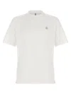 Brunello Cucinelli Crew Neck T-shirt With Subtle Logo Print In White