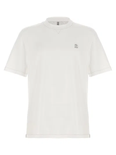 Brunello Cucinelli Logo Embroidery T-shirt In White