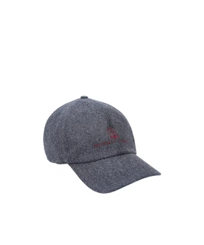 Brunello Cucinelli Logo Hat In Gray