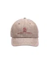 Brunello Cucinelli Baseball Cap In Garment-dyed Twisted Cotton Gabardine With Embroidered Logo In Nude