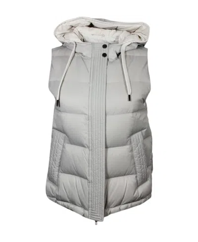 Brunello Cucinelli Logo Hooded Vest In Gray
