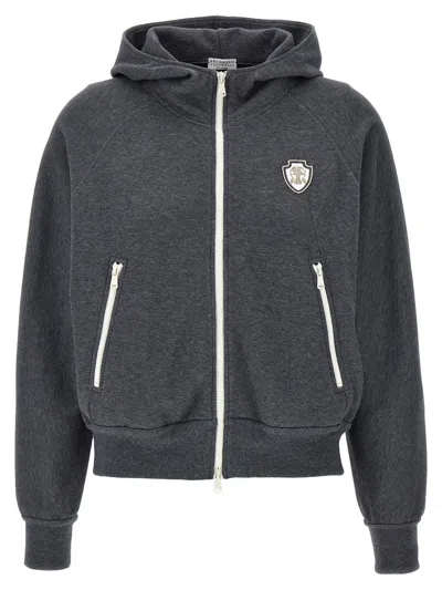 Brunello Cucinelli Logo Hoodie Sweatshirt Gray In Grey