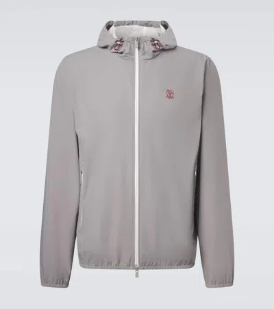 Brunello Cucinelli Logo Jacket In Gray