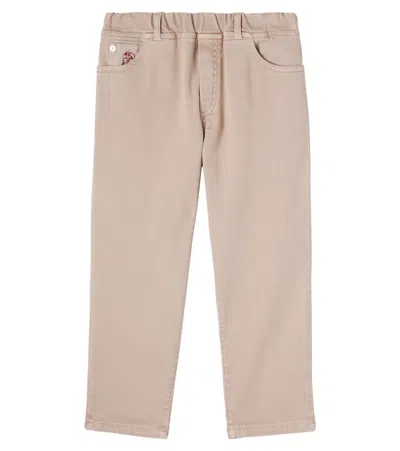 Brunello Cucinelli Kids' Logo Jeans In Neutral