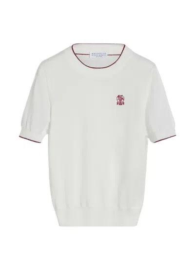 Brunello Cucinelli Logo Knitted T-shirt In White