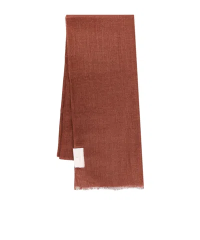 Brunello Cucinelli Logo Label Scarf In Brown