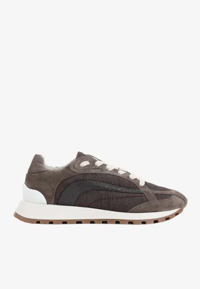 Brunello Cucinelli Logo Low-top Sneakers In Brown