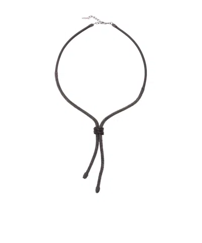 Brunello Cucinelli Logo Necklace In Black