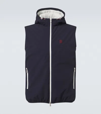 Brunello Cucinelli Water-repellent Technical Fabric Hooded Vest In Black