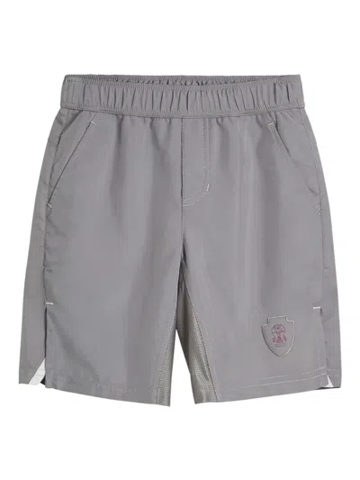 Brunello Cucinelli Kids' Logo-patch Bermuda Shorts In Grey
