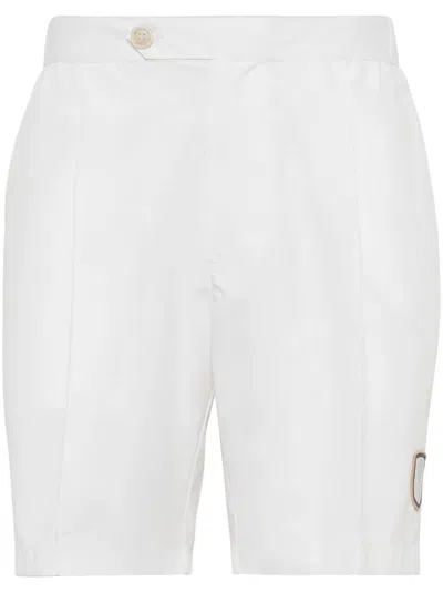 Brunello Cucinelli Logo Patch Bermuda Shorts In White