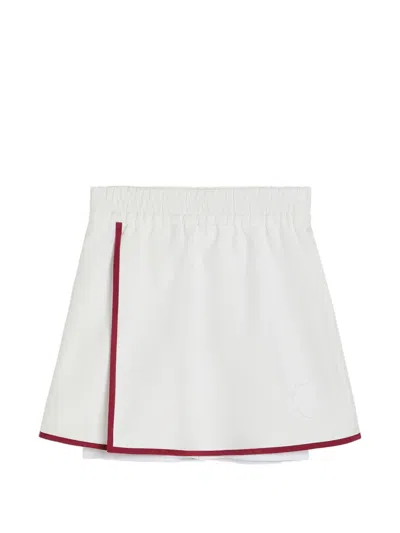 Brunello Cucinelli Kids' Logo-patch Contrast-trim Skirt In White